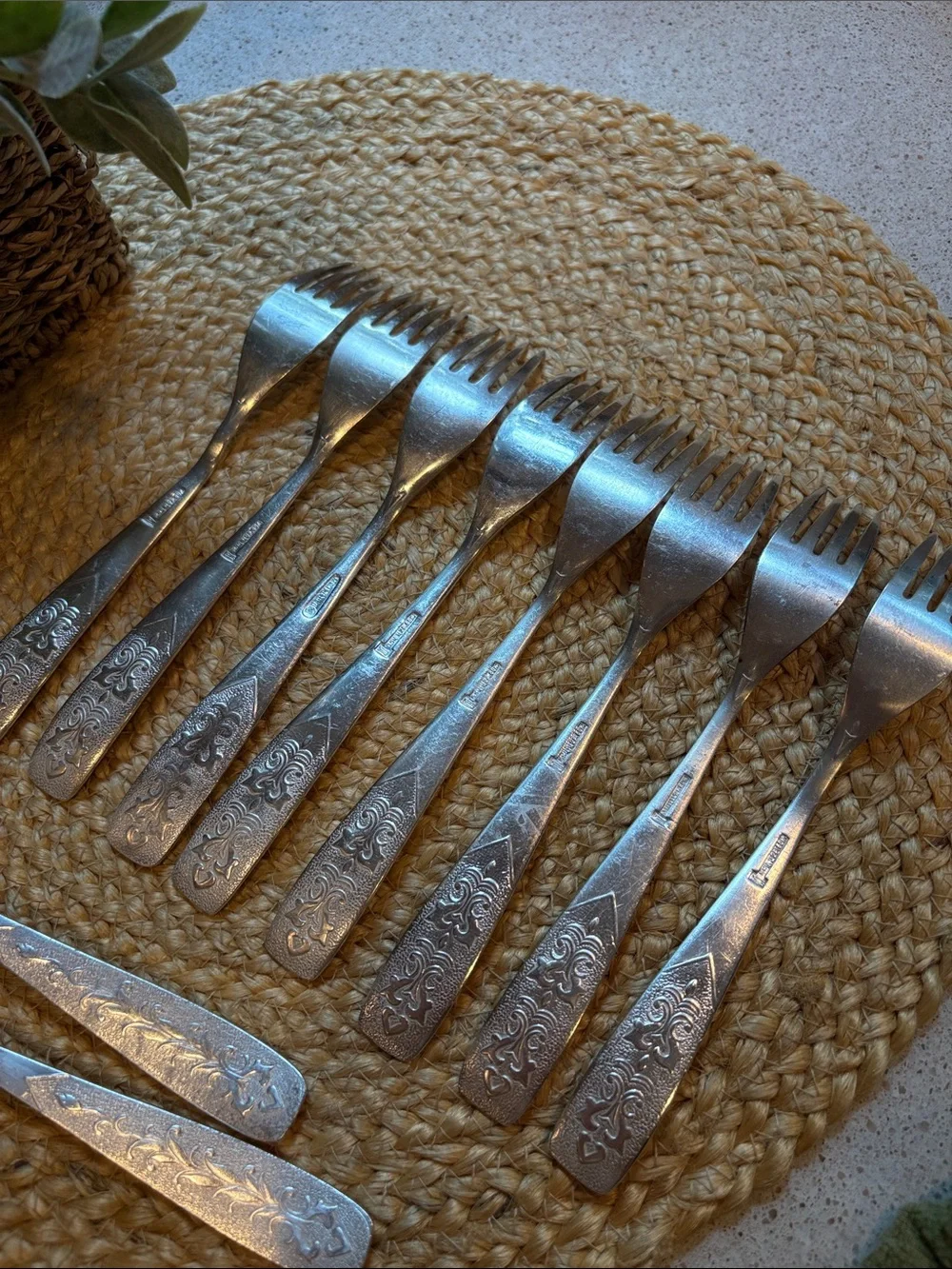 (8) Vintage Melchior Forks & (2) Spoons - MNCH USSR Silverplate